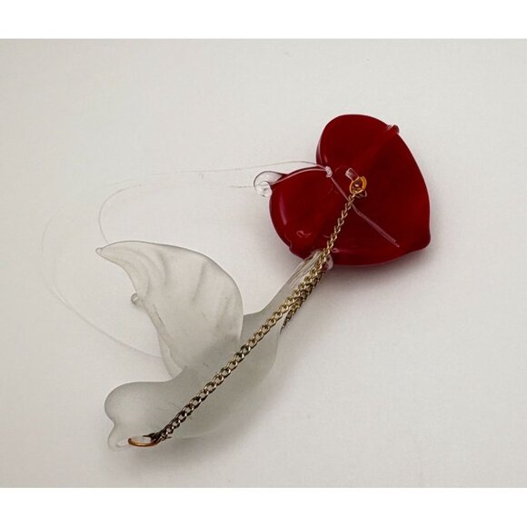 Vintage Dove Heart Christmas Tree Ornament Frosted Glass Bird - Picture 2 of 7